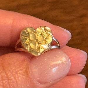 14k Solid Gold Nugget Heart Ring